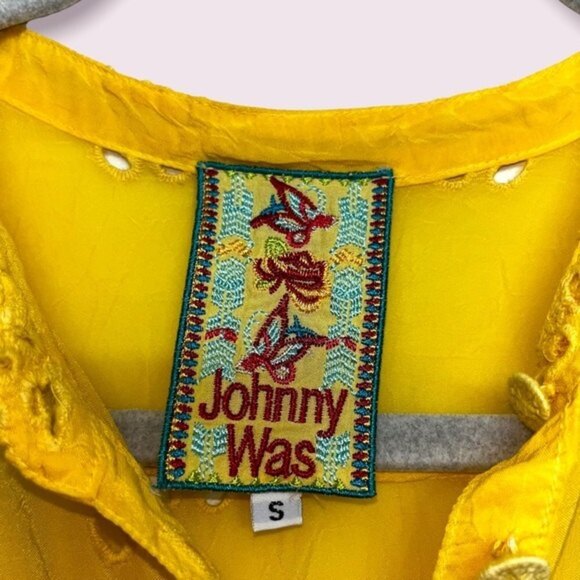 Johnny Was Darla Embroidered Sleeveless Long Button Front Tunic Yellow Small - Picture 6 of 12